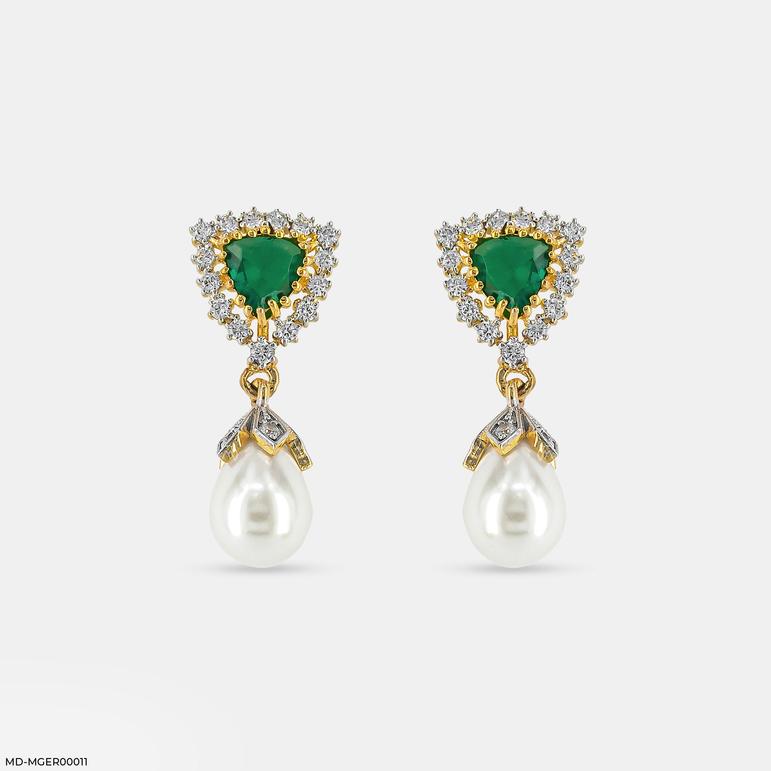 Emerald Pearl Drop Earrings