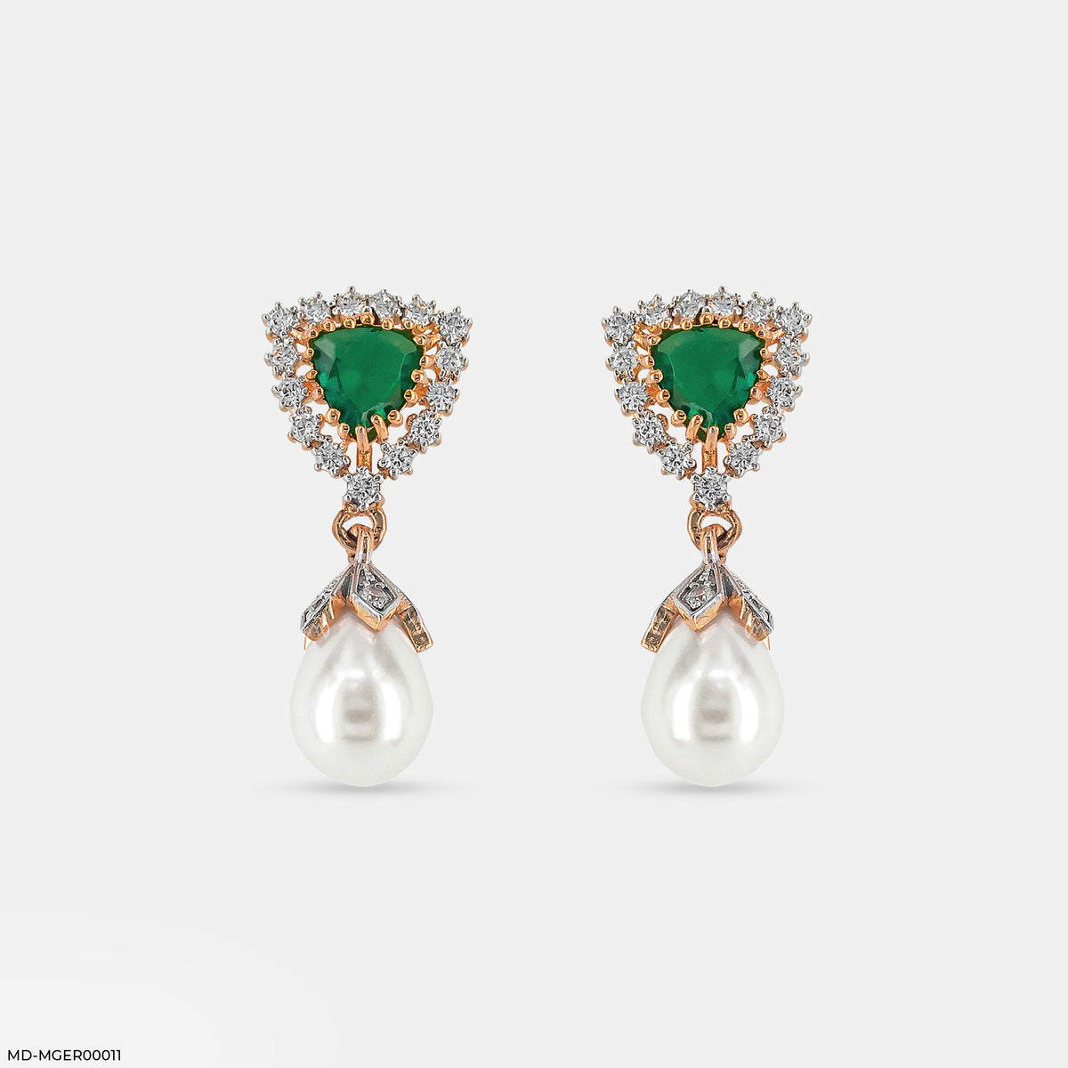 Emerald Pearl Drop Earrings