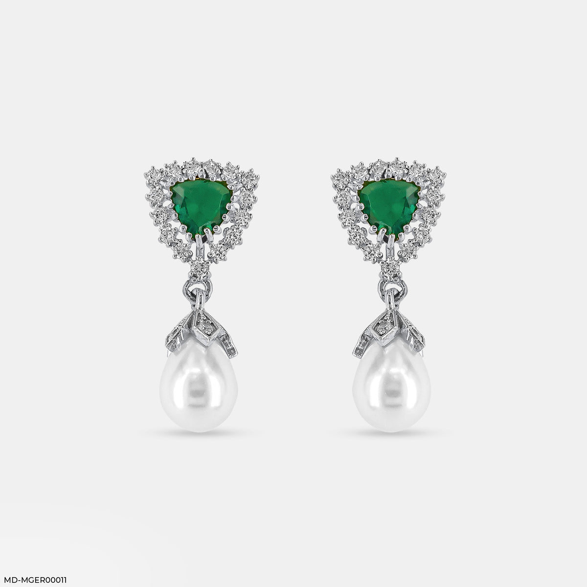 Emerald Pearl Drop Earrings