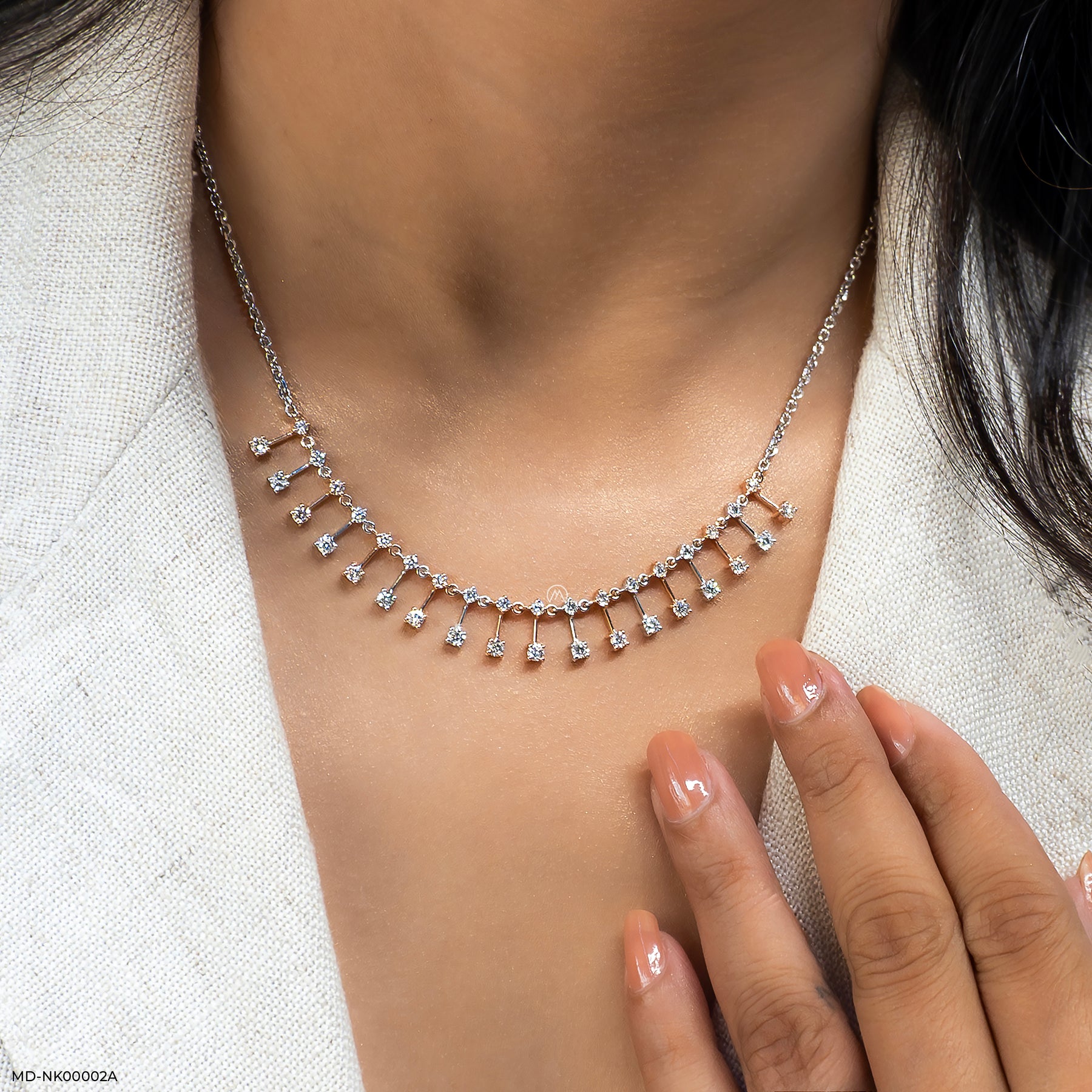 Dangle Drop Diamond Necklace 18K Rose Gold