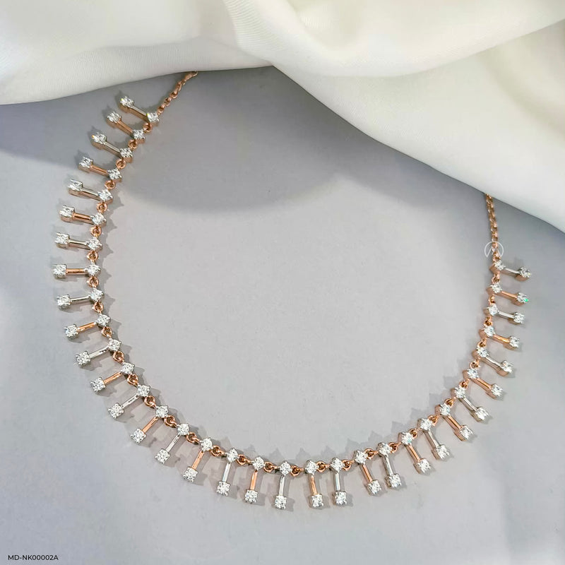 Dangle Drop Diamond Necklace 14K Rose Gold
