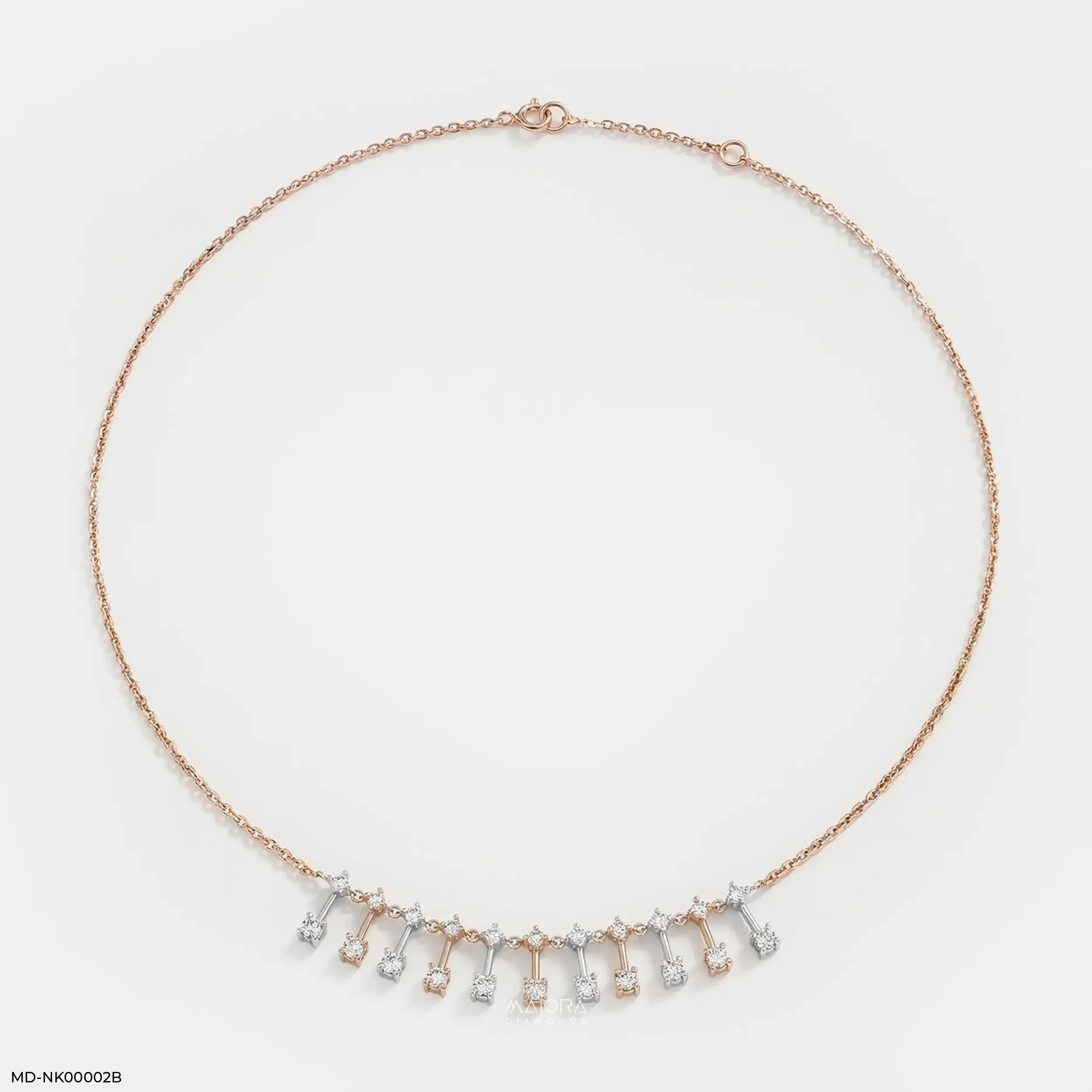 1.25 Carat Lab Diamond Drip Dual Tone Necklace 14K Rose Gold