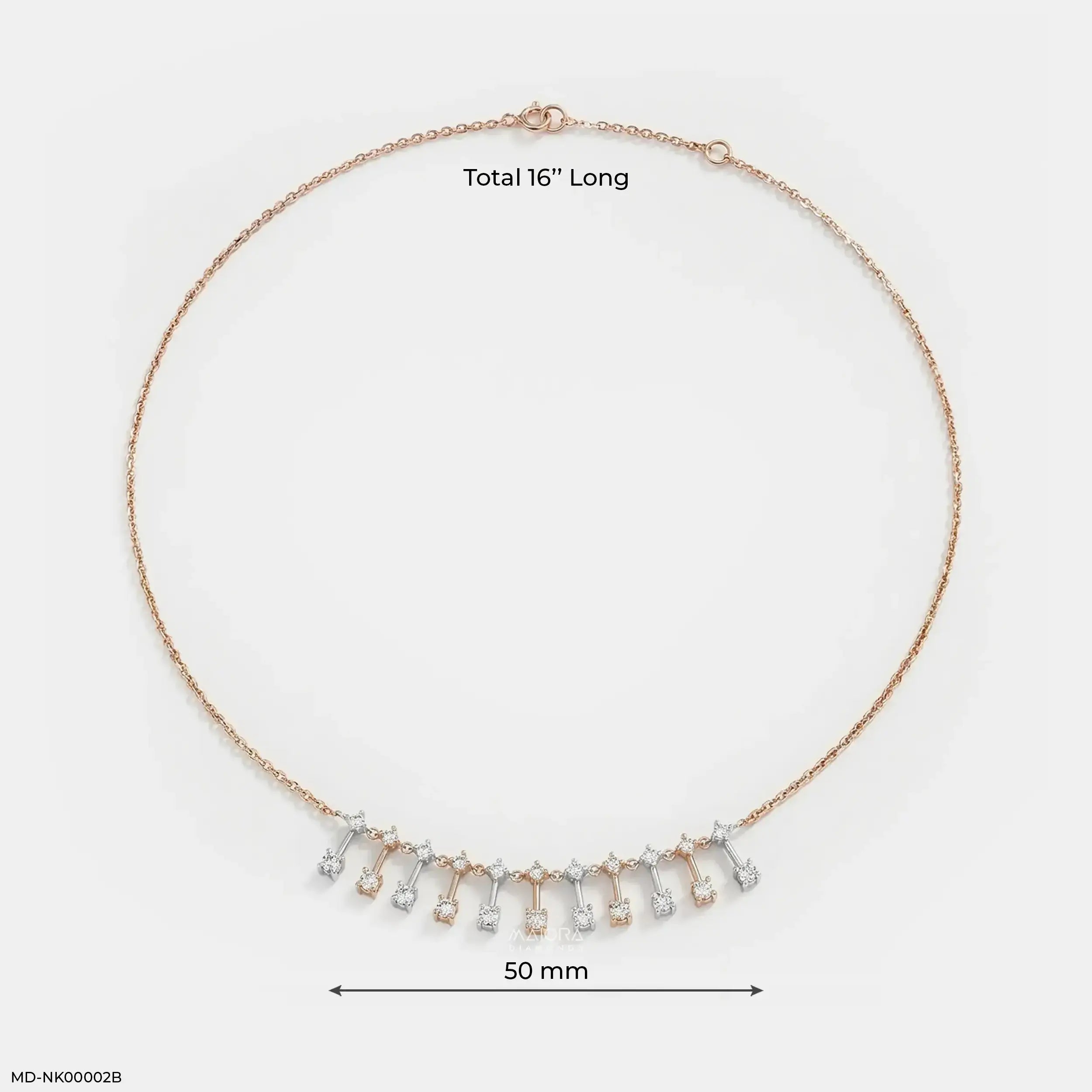 1.25 Carat Lab Diamond Drip Dual Tone Necklace 14K Rose Gold