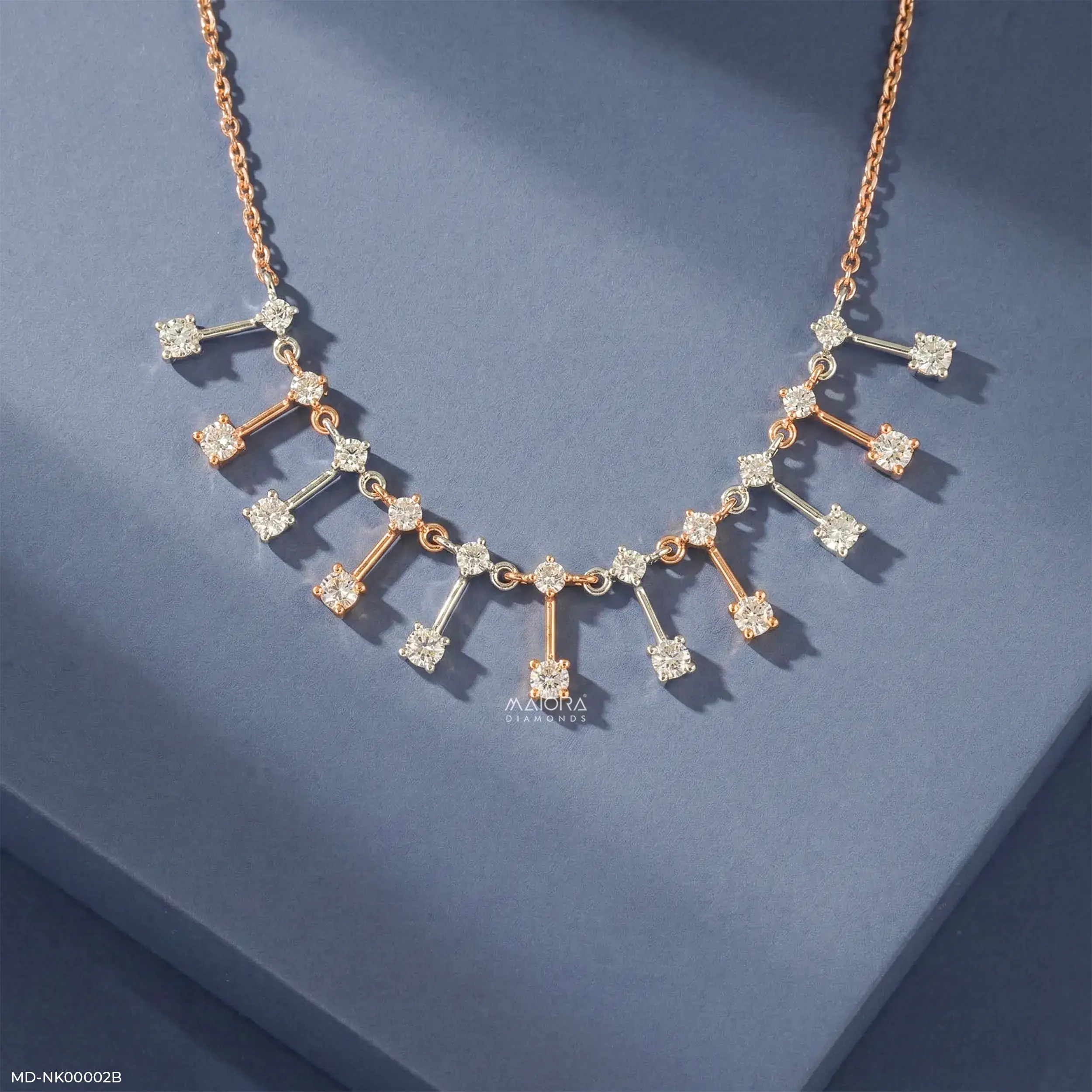 1.25 Carat Lab Diamond Drip Dual Tone Necklace 14K Rose Gold