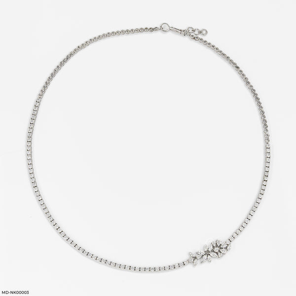 Single Line Fancy Diamond Necklace 14K Rose Gold