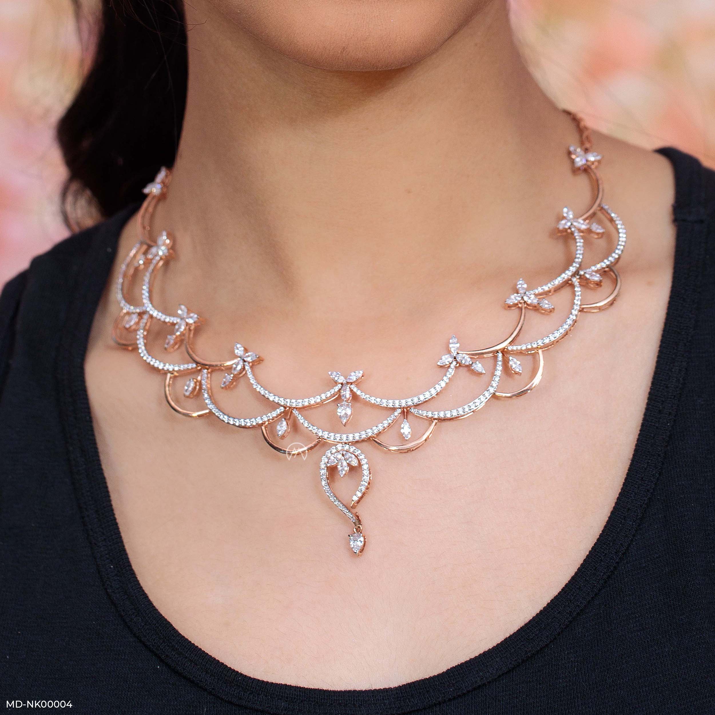 Genelia Diamond Necklace 14K Rose Gold