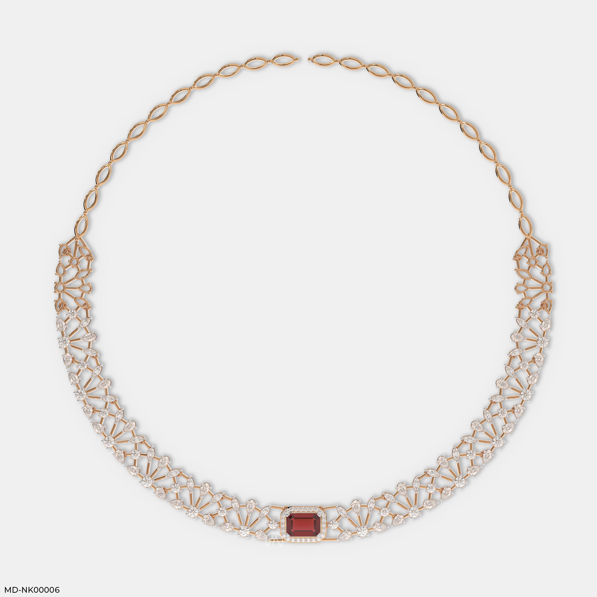 Ruby Lace Necklace 9k Rose Gold