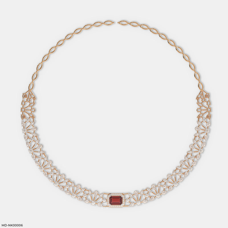 Ruby Lace Necklace 14K White Gold