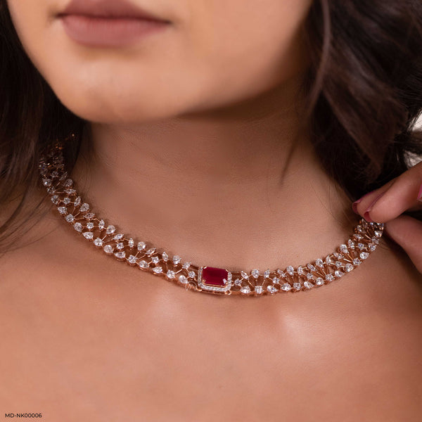 Ruby Lace Necklace 14K Rose Gold