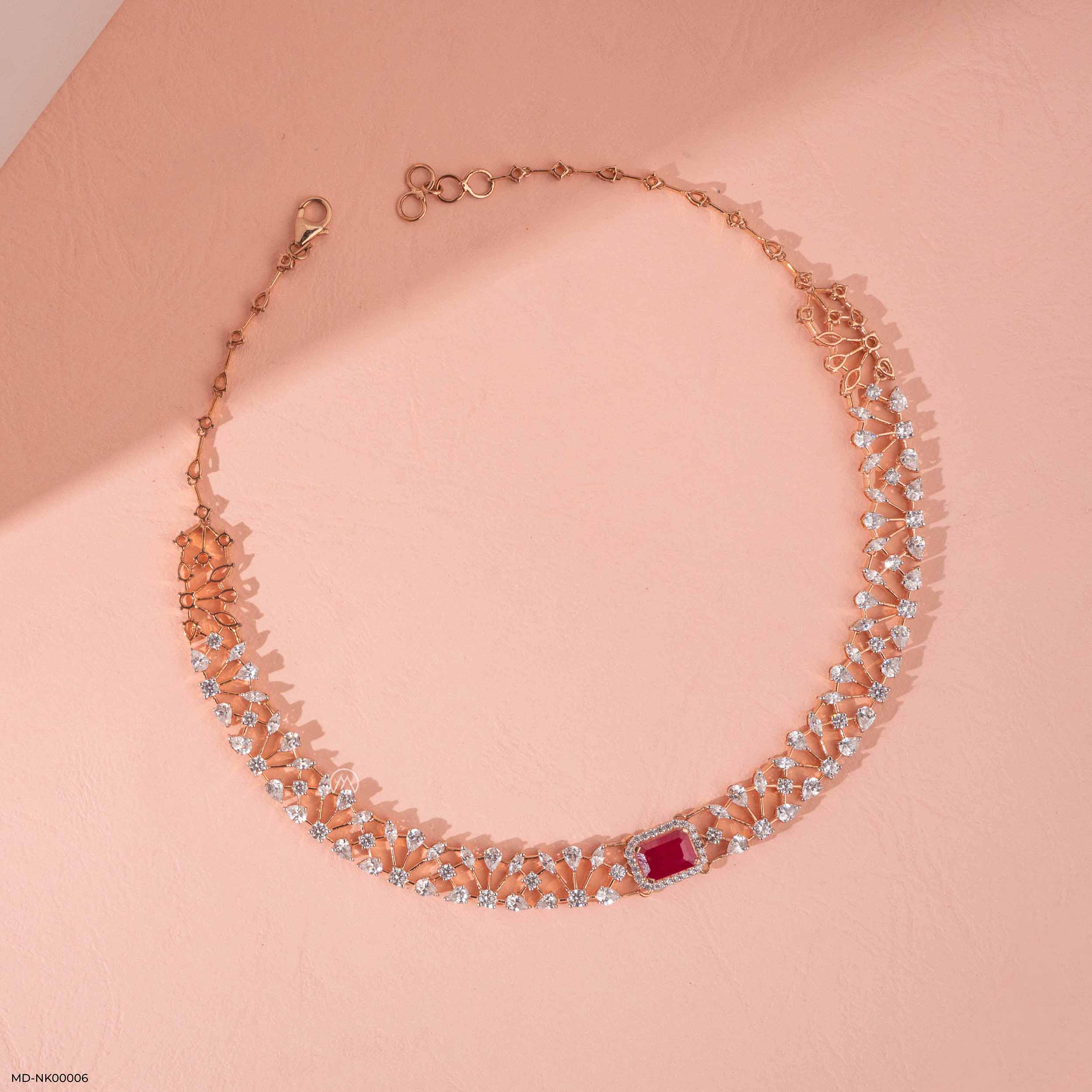 Ruby Lace Necklace 9k Rose Gold