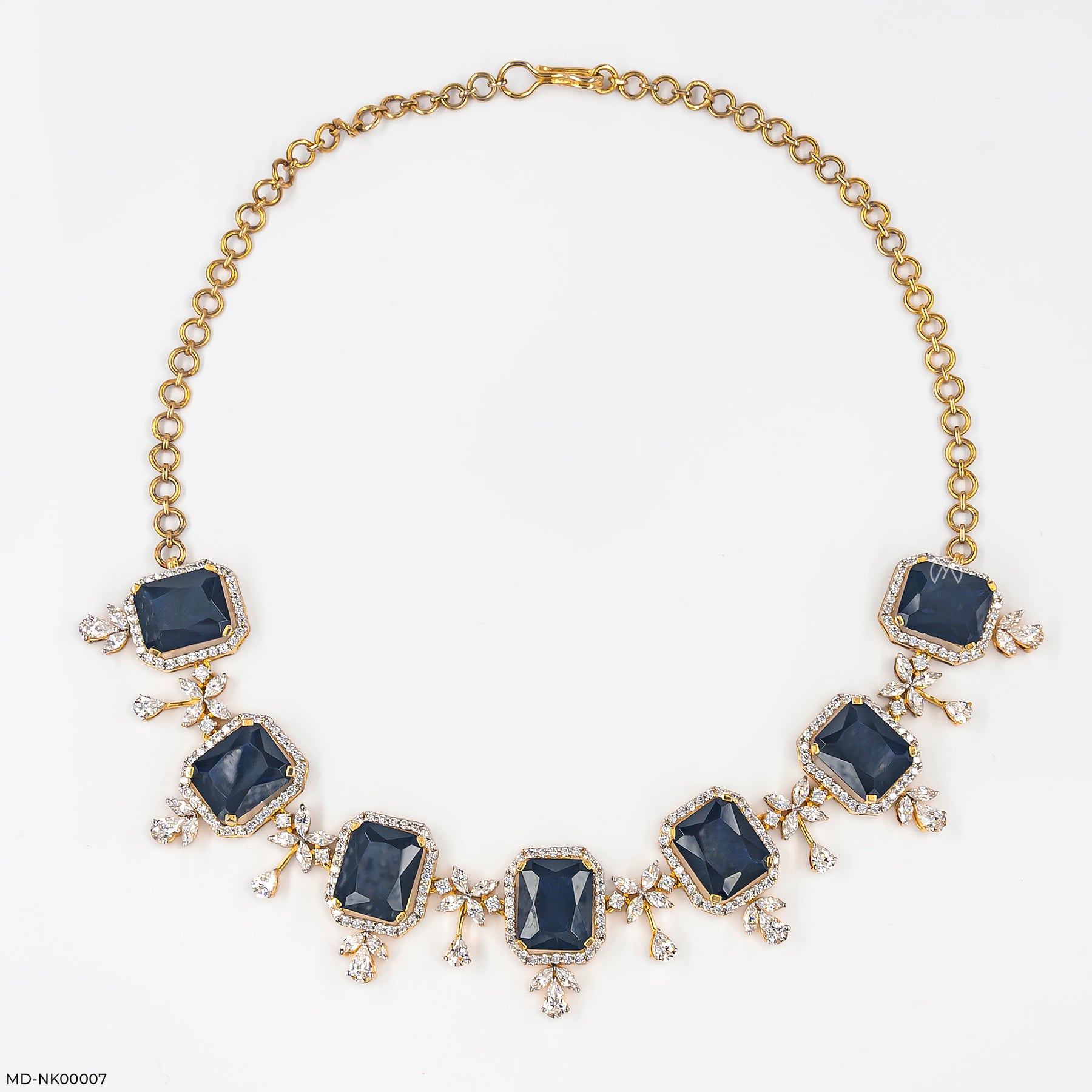 Nestling Emerald Diamond Necklace 14K Yellow Gold