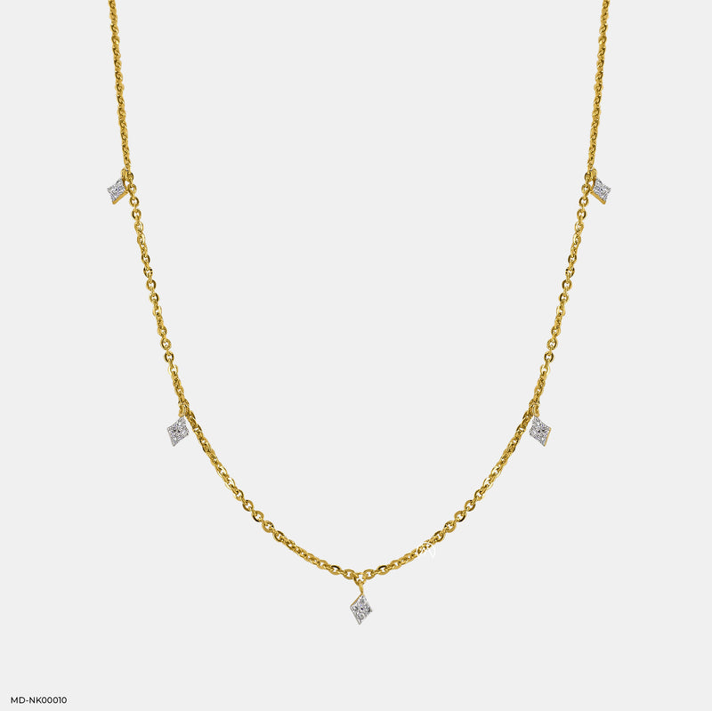 Quartet Diamond Necklace 14K Yellow Gold