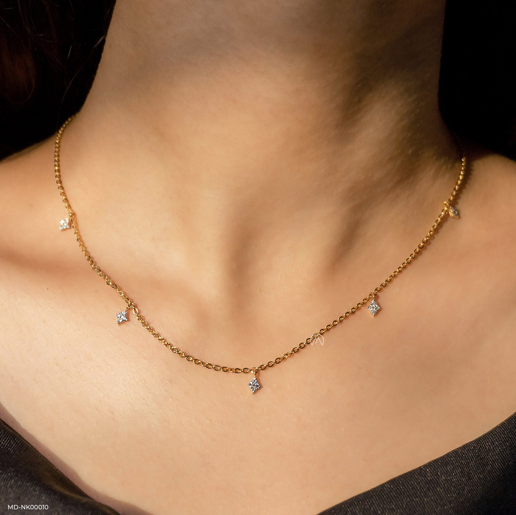 Quartet Diamond Necklace 9k Yellow Gold