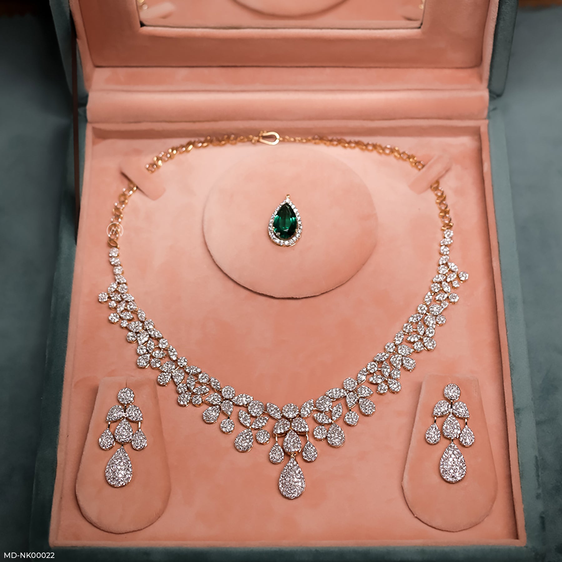 Pressure Setting Diamond Necklace14K White Gold