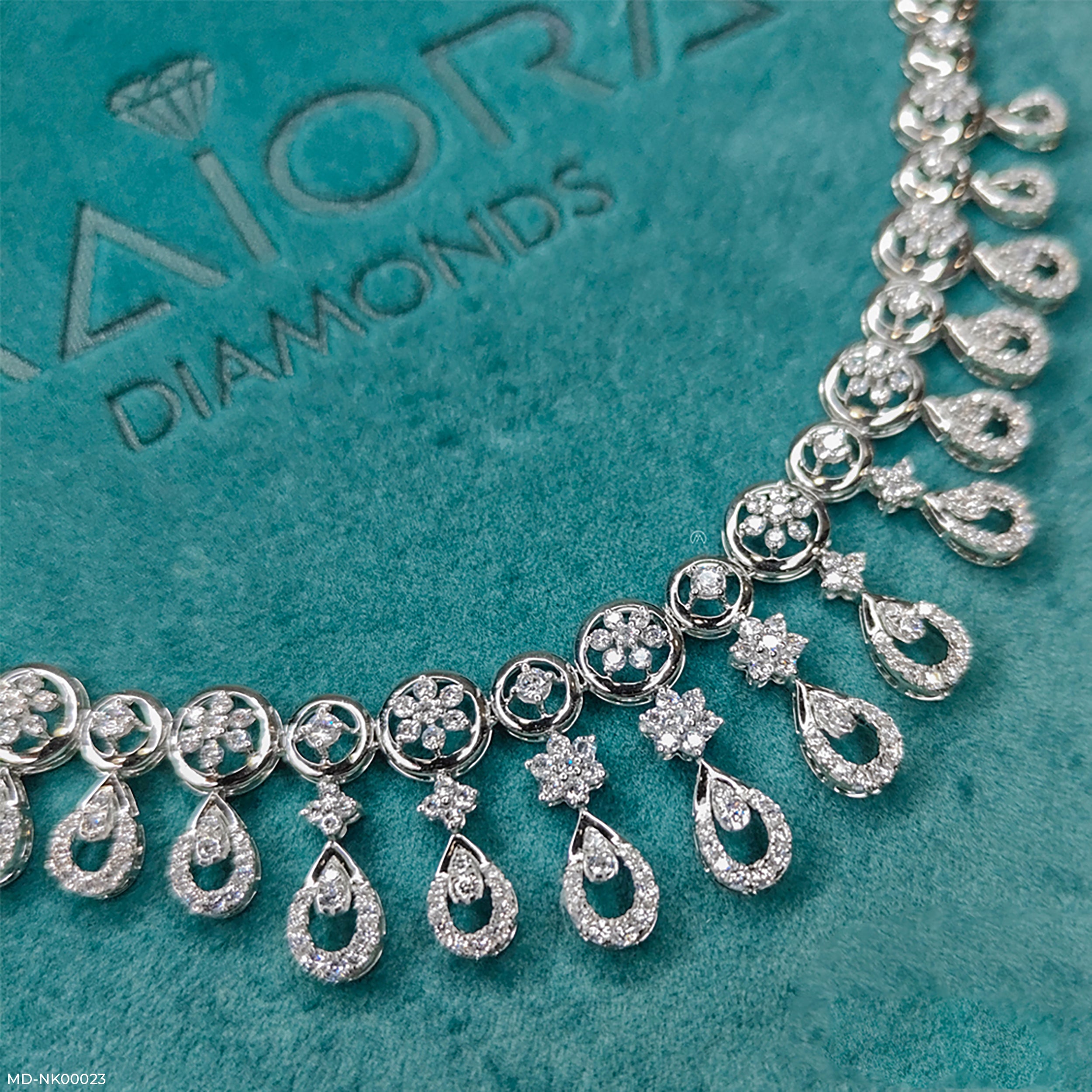 Charming Diamond Necklaces 14K White Gold