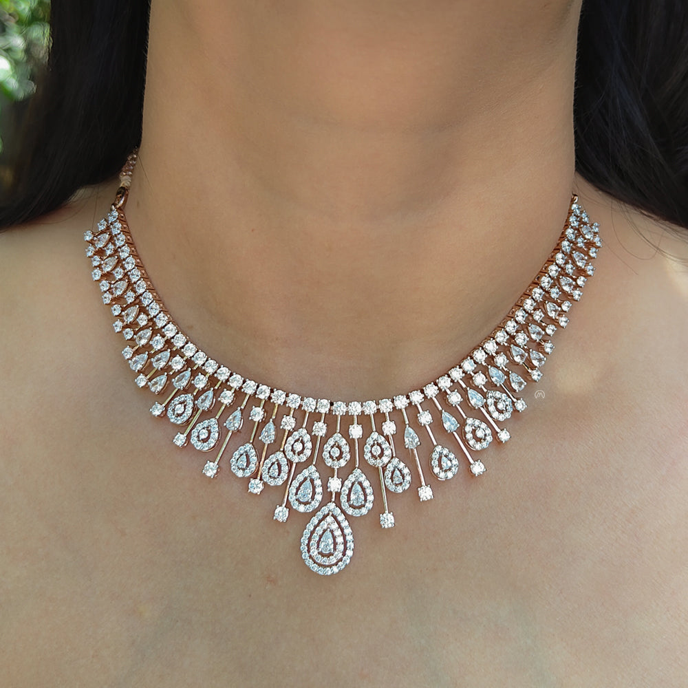Mesmerising Floral Diamond Necklaces 9K Rose Gold
