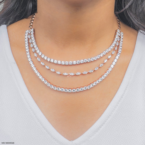 Classic Boldness Diamond Necklaces 14K Rose Gold