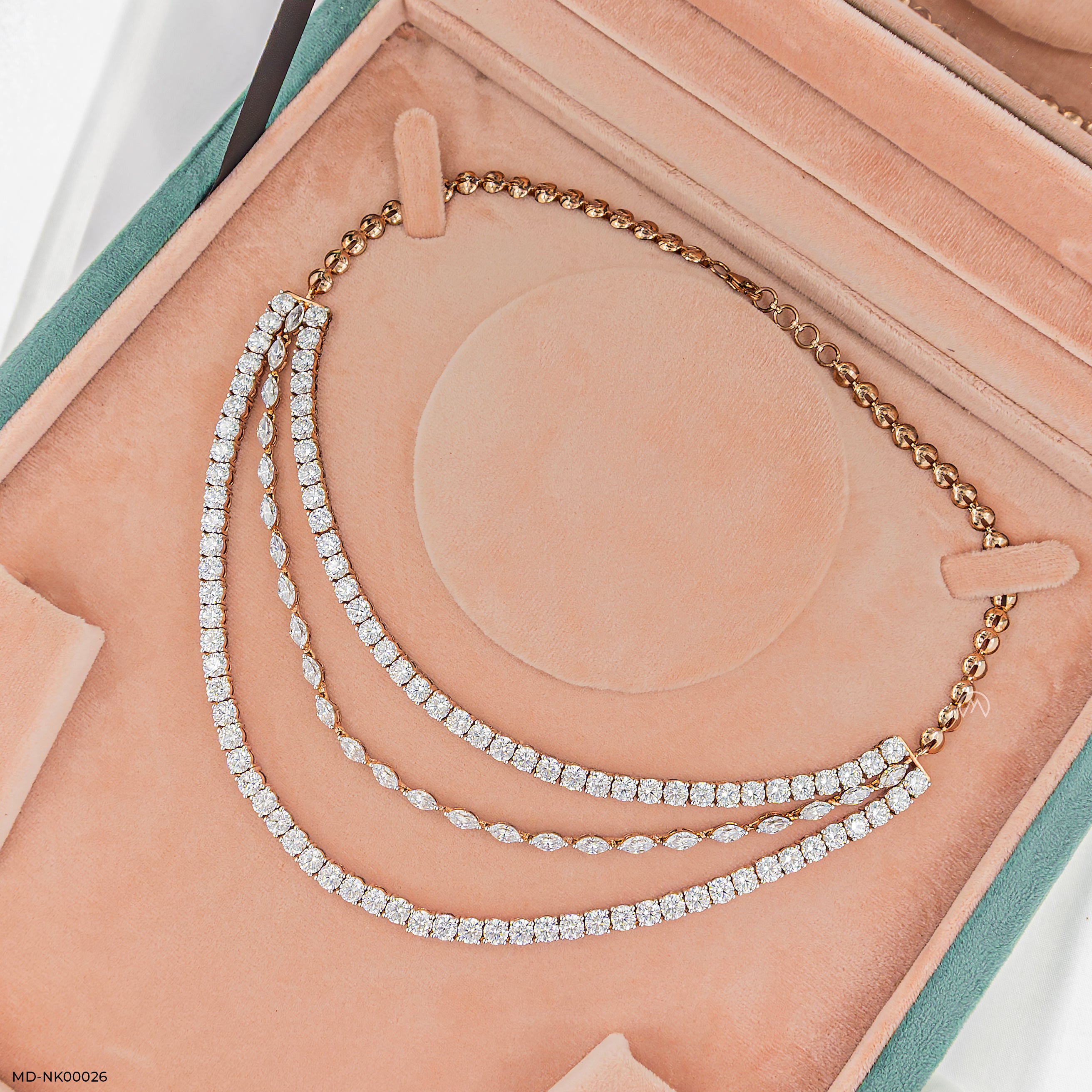 Classic Boldness Diamond Necklaces 9K Rose Gold