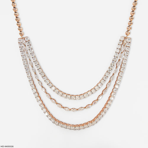 Classic Boldness Diamond Necklaces 9K Rose Gold