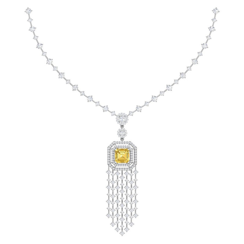 Glam up Diamond Necklace 14K White Gold