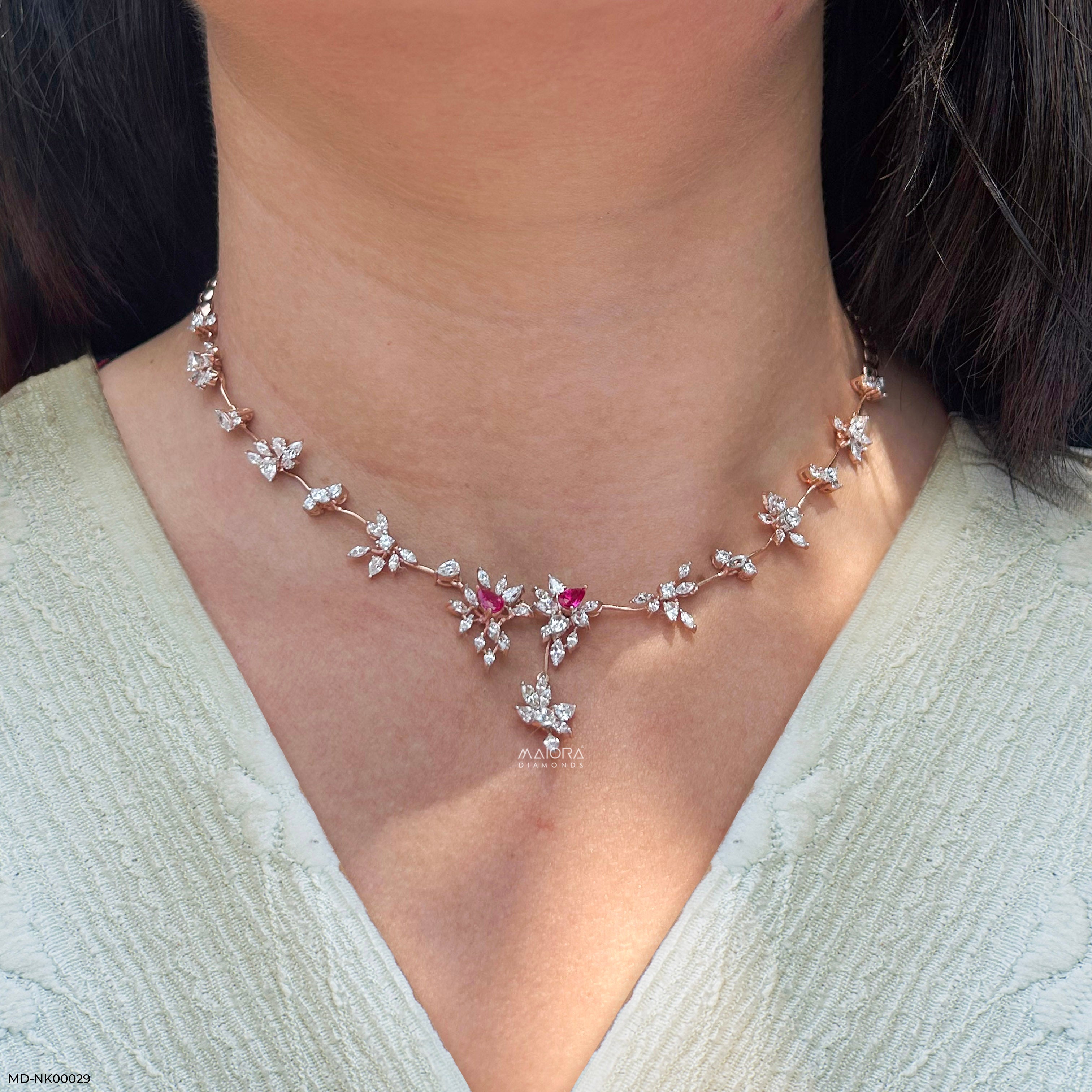 Ruby's Charm Diamond Necklaces 9K Rose Gold