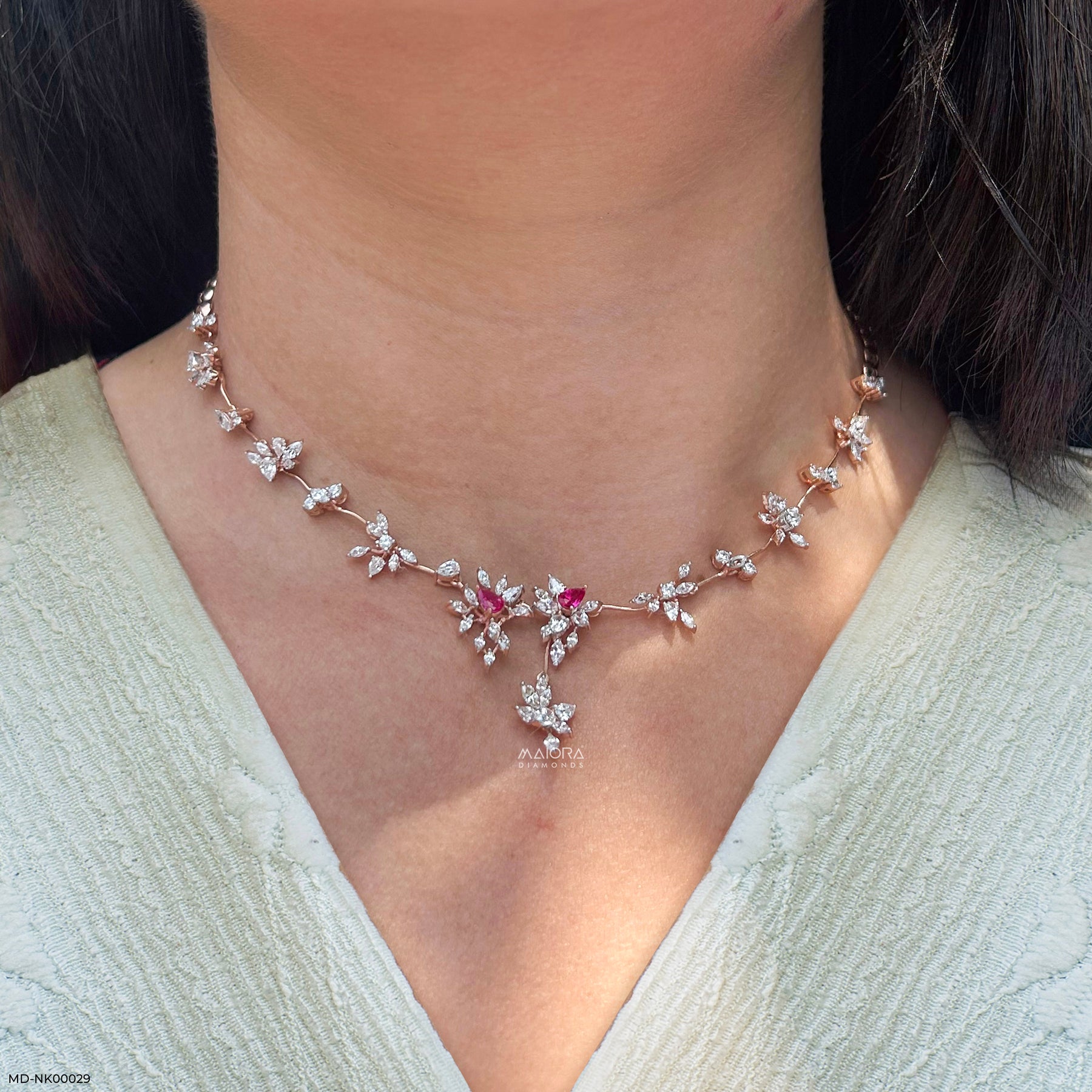 Ruby's Charm Diamond Necklaces 9K Rose Gold