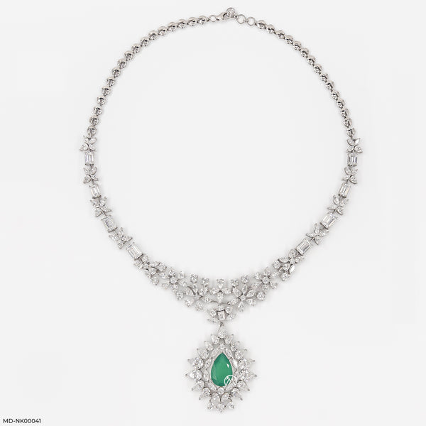 Dewy Delight Diamond Necklace 14K White Gold