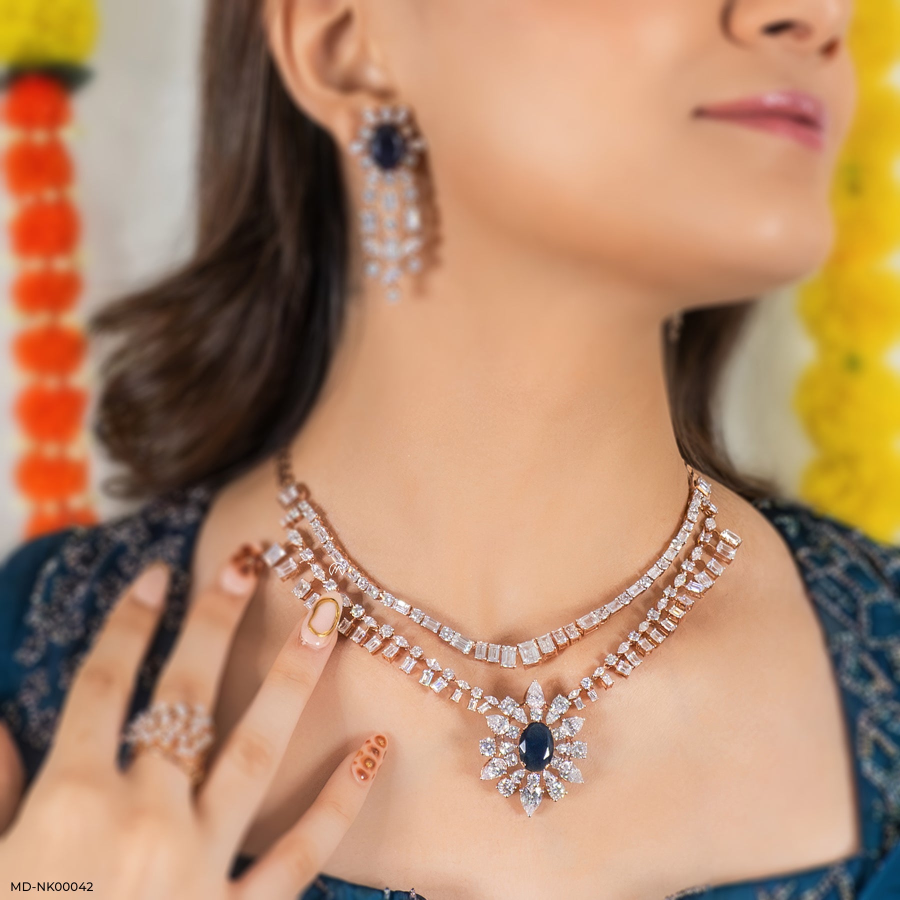 Multi Shape Diamond Necklaces 14K Rose Gold