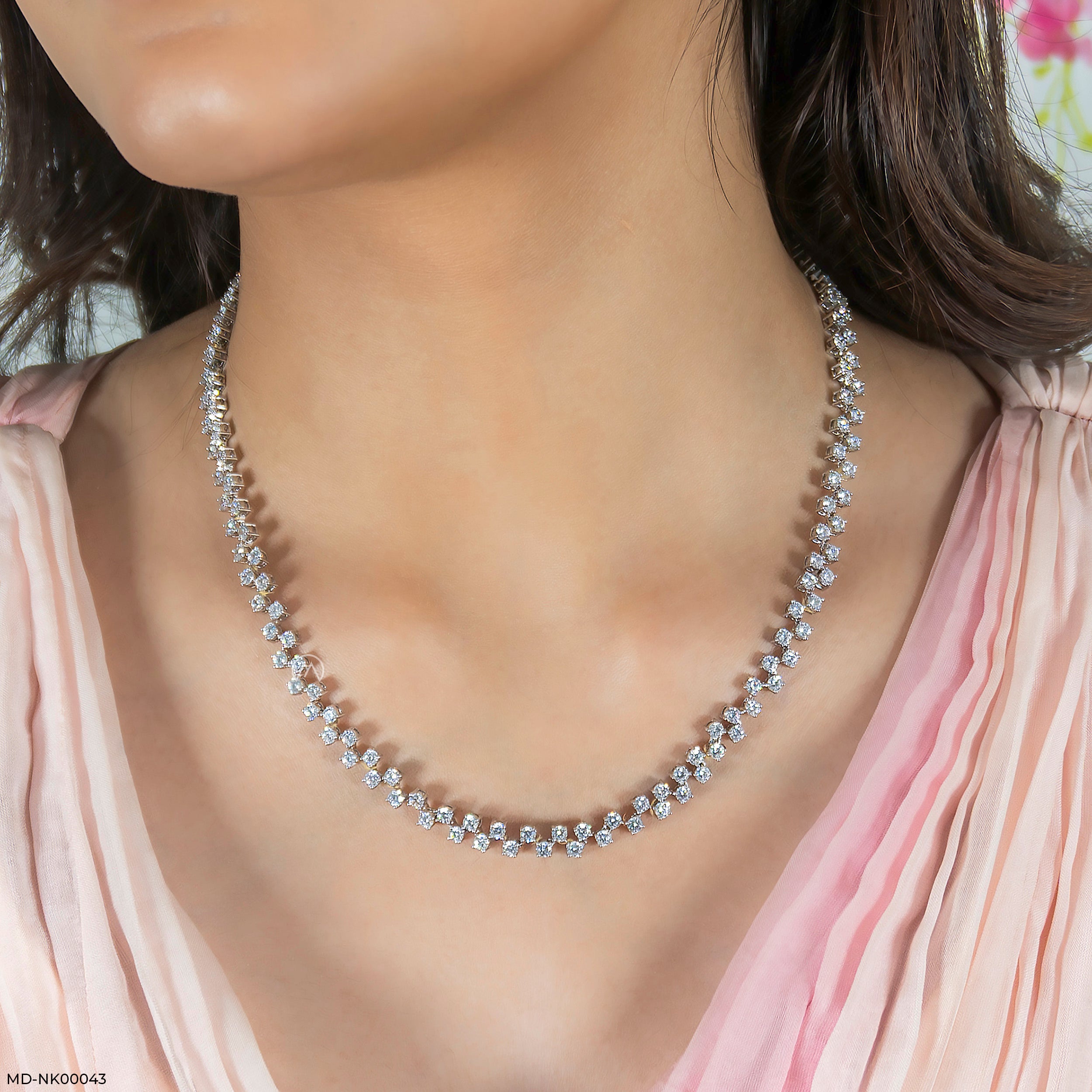Evergreen Sparkle Diamond Necklaces 9K White Gold