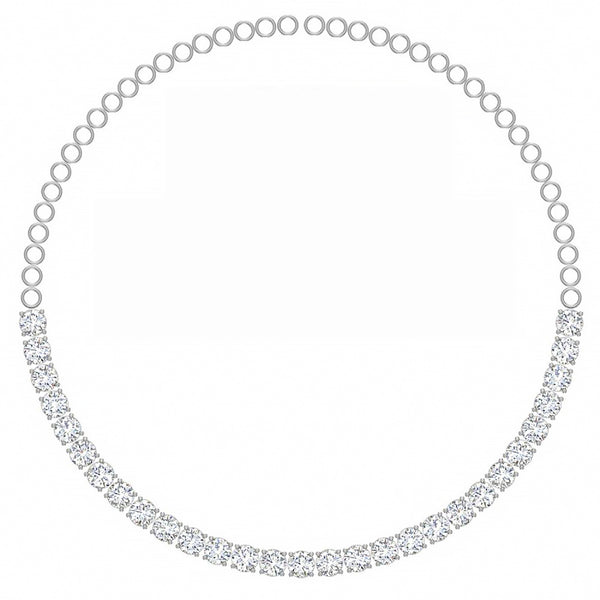 Round Diamond Gradual Tennis Necklace 14K White Gold