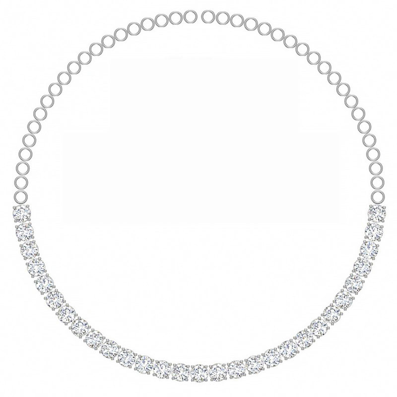 Round Diamond Gradual Tennis Necklace 14K White Gold