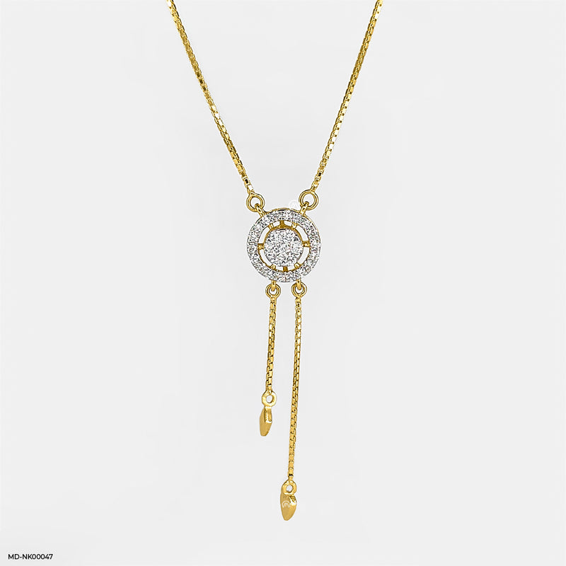 Cute Round Diamond Necklaces 14K Rose Gold