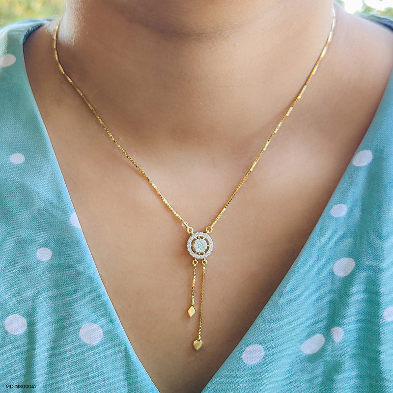Cute Round Diamond Necklaces 14K Rose Gold