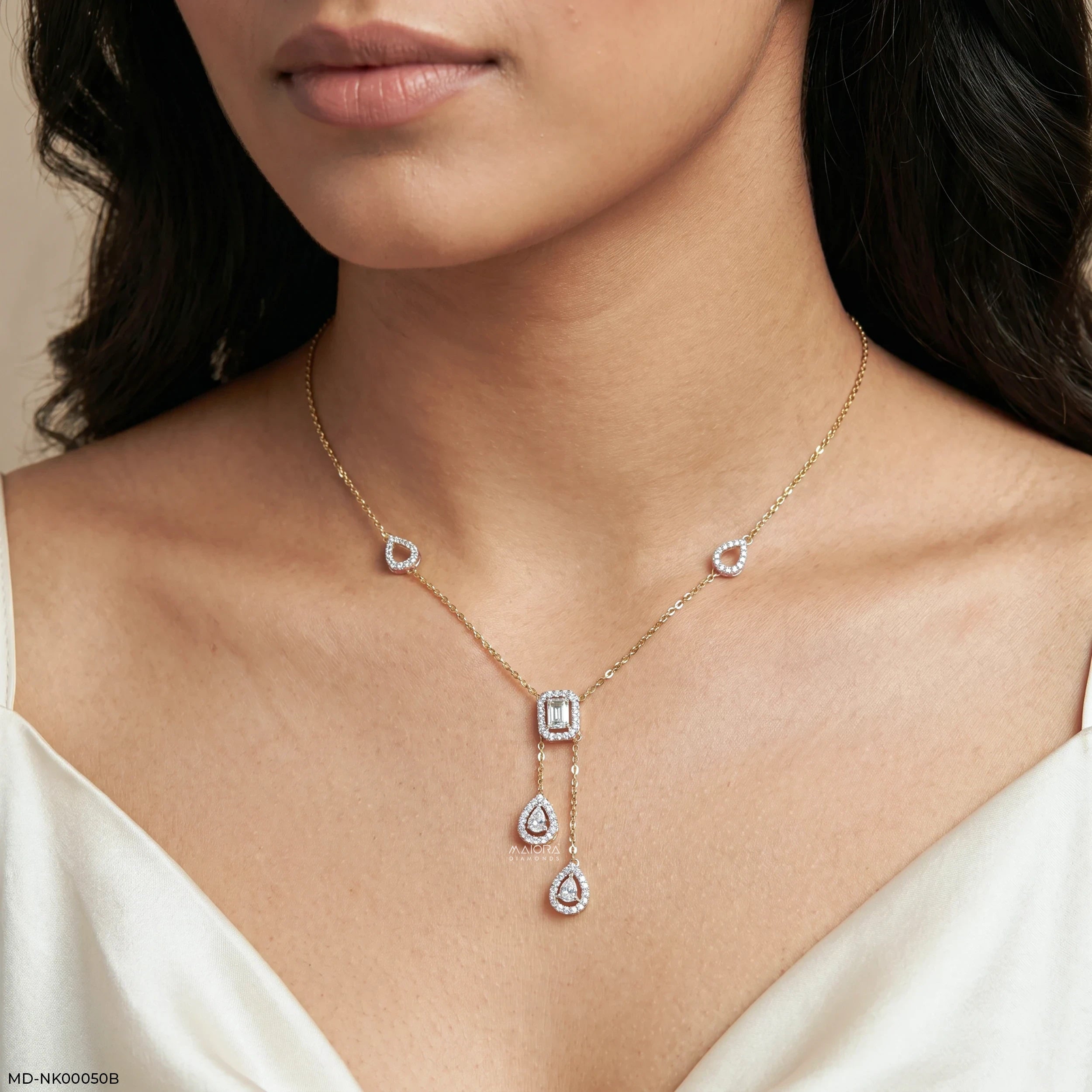 1.70 Carat Imperial Drop Y Shaped Diamond Necklace