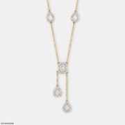 1.70 Carat Imperial Drop Y Shaped Diamond Necklace 14K Yellow Gold