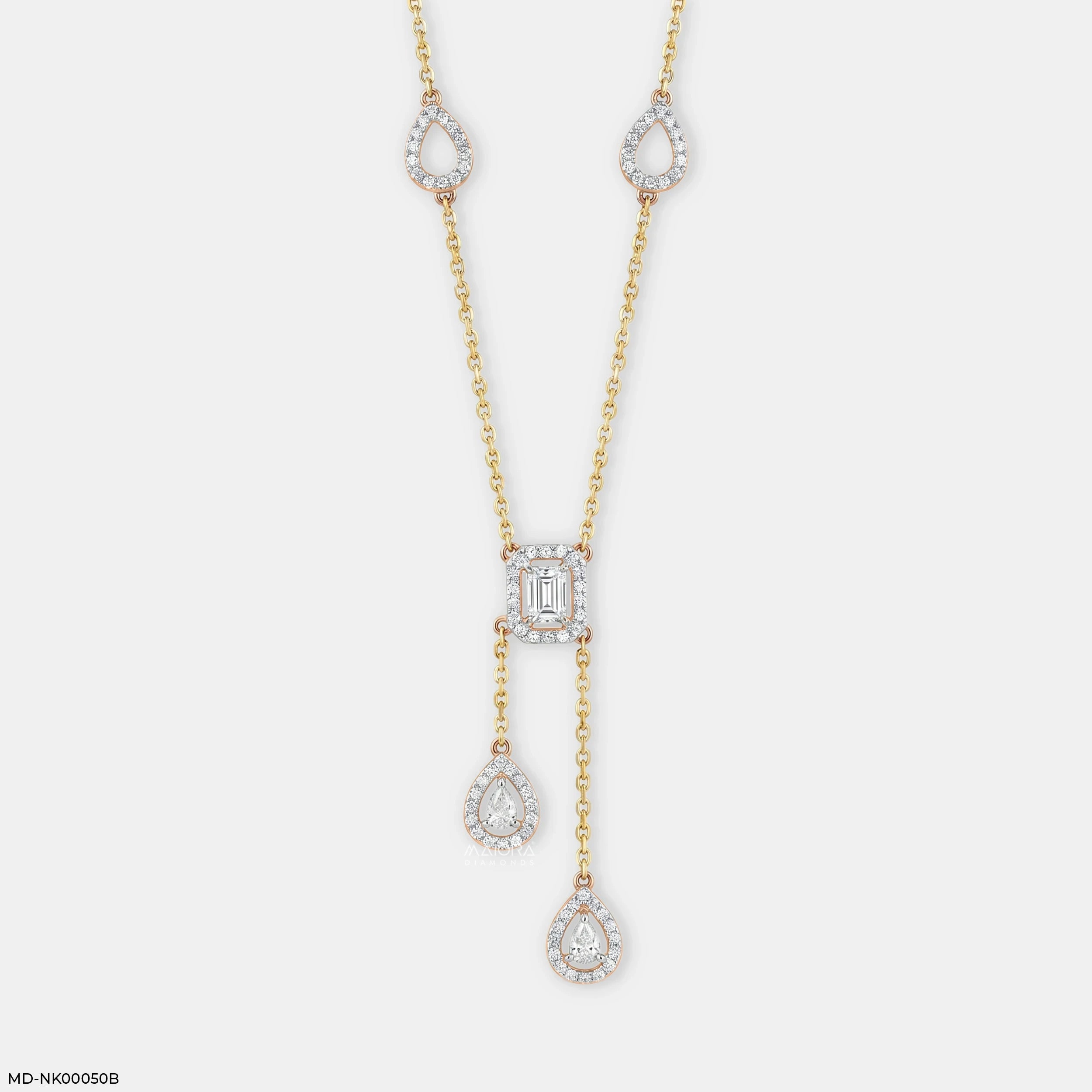 1.70 Carat Imperial Drop Y Shaped Diamond Necklace