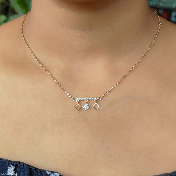 Modern Rhombus Drop Necklace 14K Yellow Gold