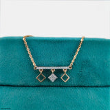 Modern Rhombus Drop Necklace 14K White Gold