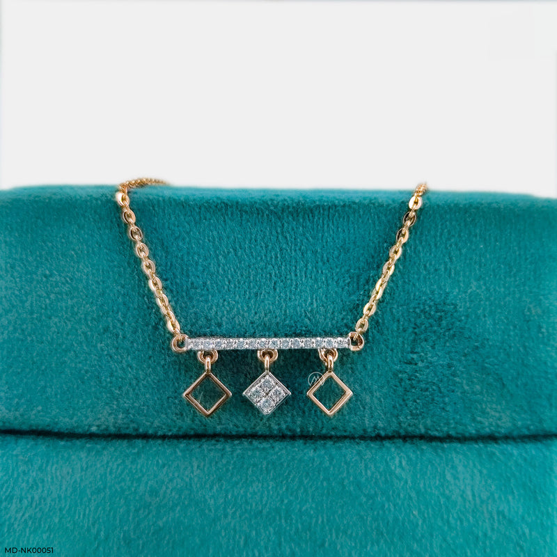 Modern Rhombus Drop Necklace 14K White Gold