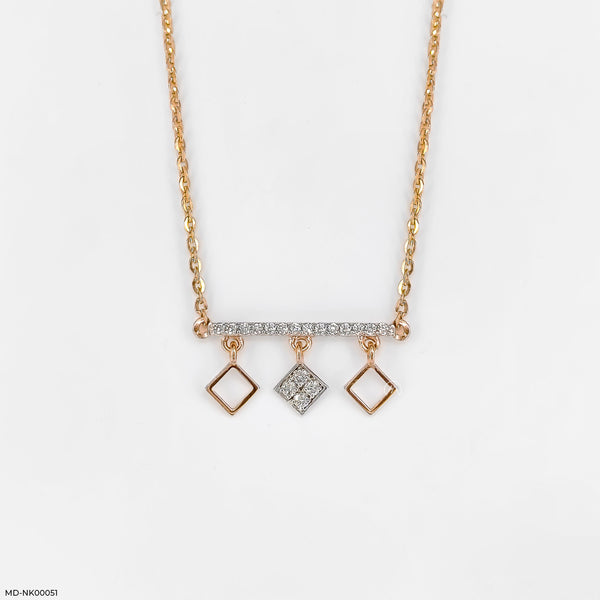 Modern Rhombus Drop Necklace 18K Rose Gold