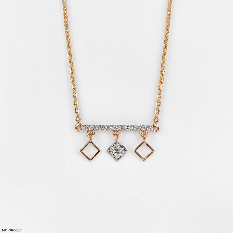 Modern Rhombus Drop Necklace 14K White Gold