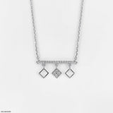 Modern Rhombus Drop Necklace 14K White Gold