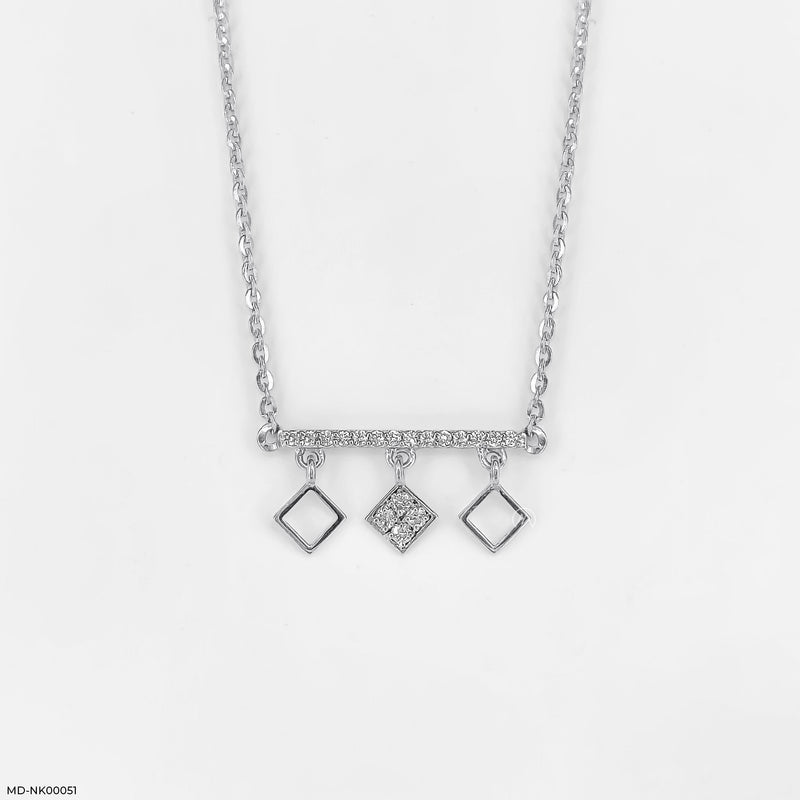 Modern Rhombus Drop Necklace 14K White Gold