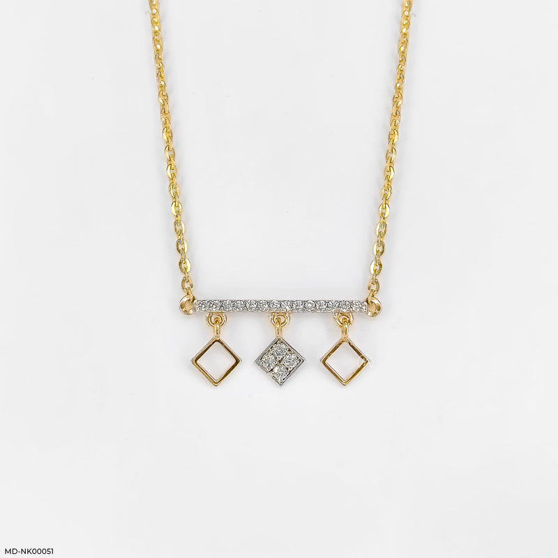 Modern Rhombus Drop Necklace 14K White Gold
