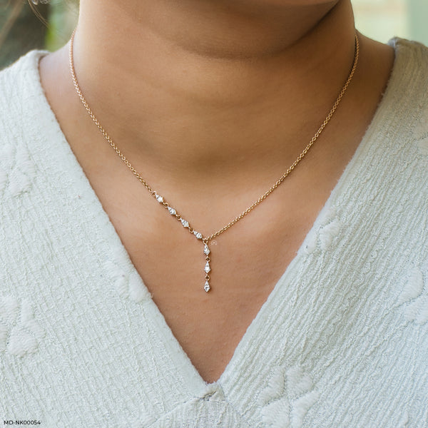 Fancy Design Diamond Necklace 14K Rose Gold