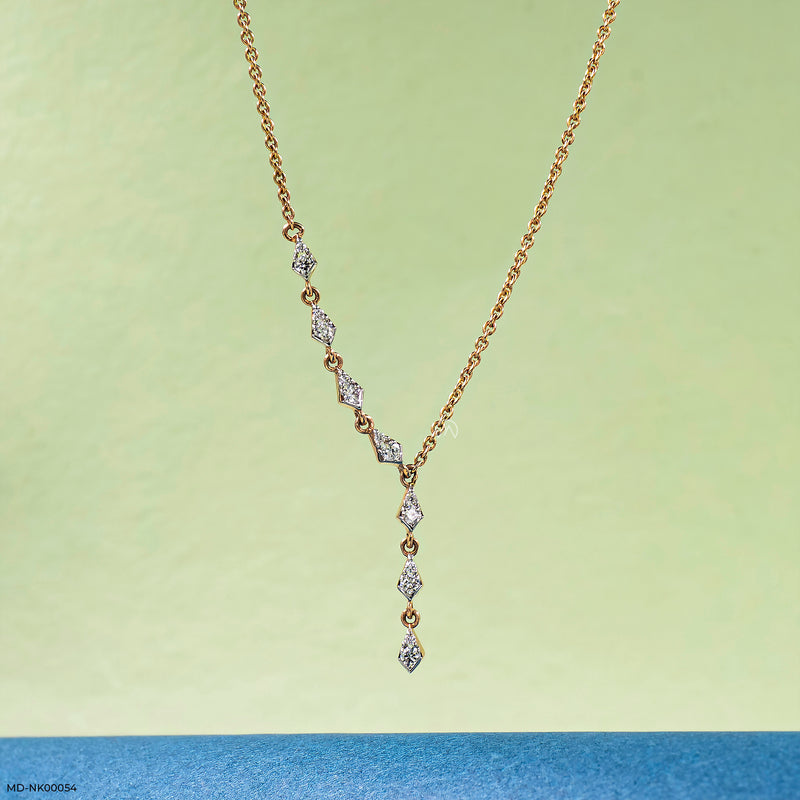 Fancy Design Diamond Necklace 14K Rose Gold