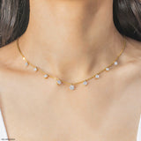 1 Carat Diamond Drop Station Necklace 14K Yellow Gold