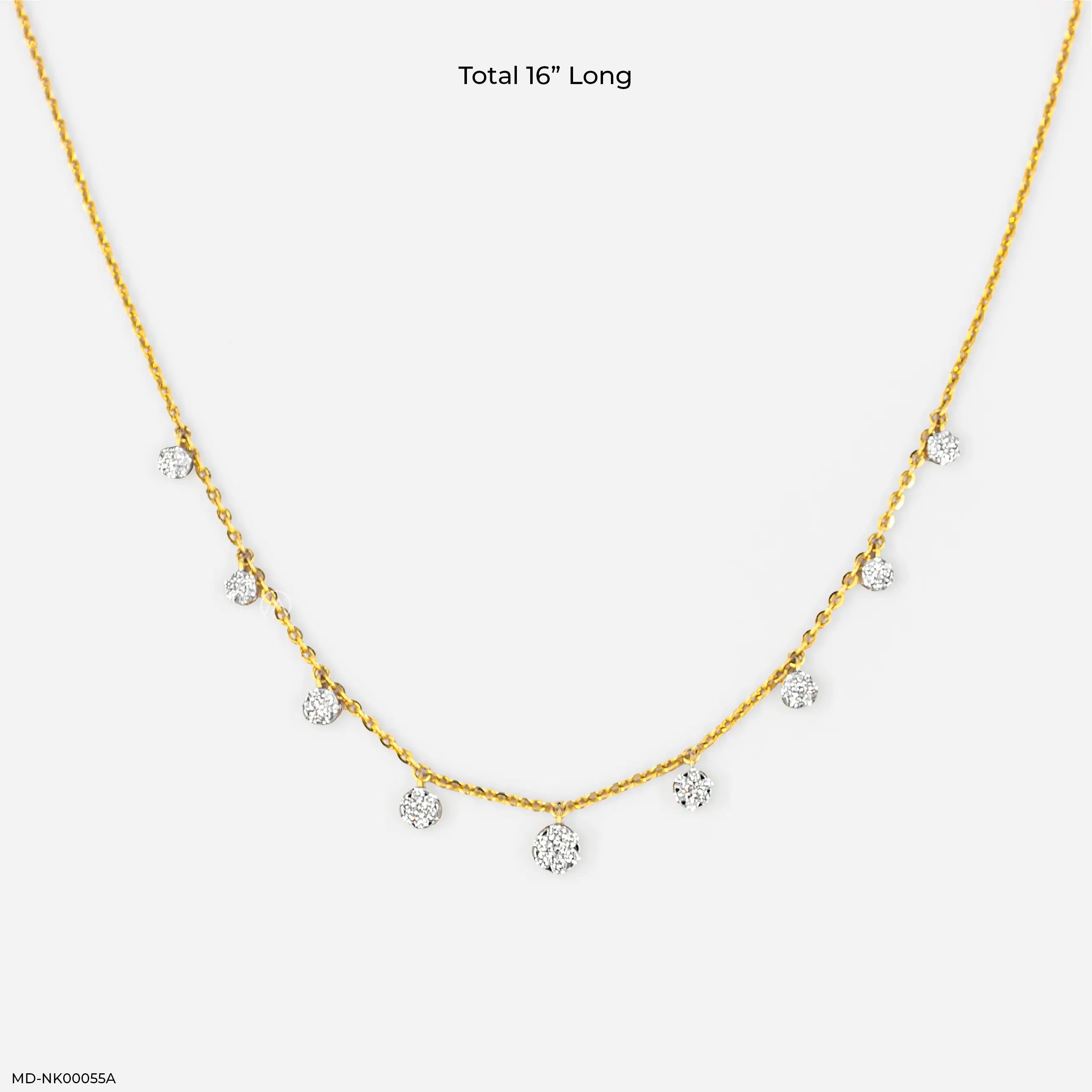 0.65 Carat Diamond Drop Station Necklace 14K Yellow Gold