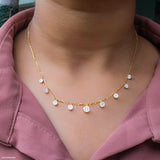 Diamond Drop Station Necklace 14K Rose Gold