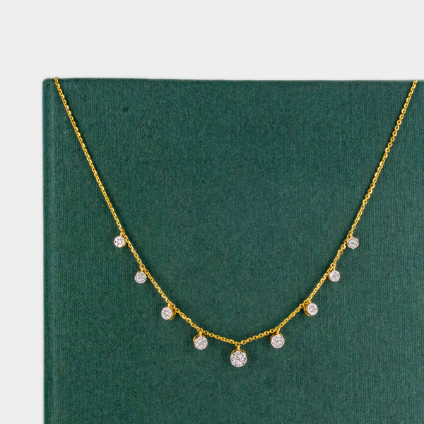 Diamond Drop Station Necklace 14K Rose Gold